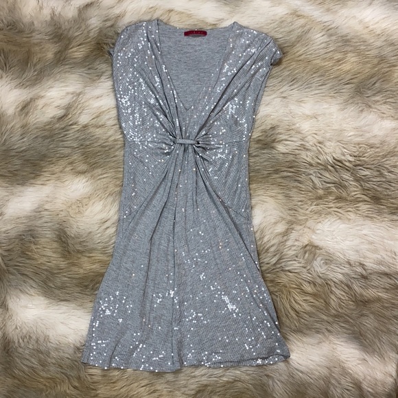Velvet Sleeveless Silver Sequin Mini Dress, Size Small - Picture 8 of 13